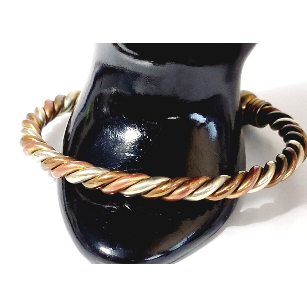 Vintage Mixed Metal Cuff Bracelet, Unisex, Gold-tone Copper Magnetic‎ Large cfb
